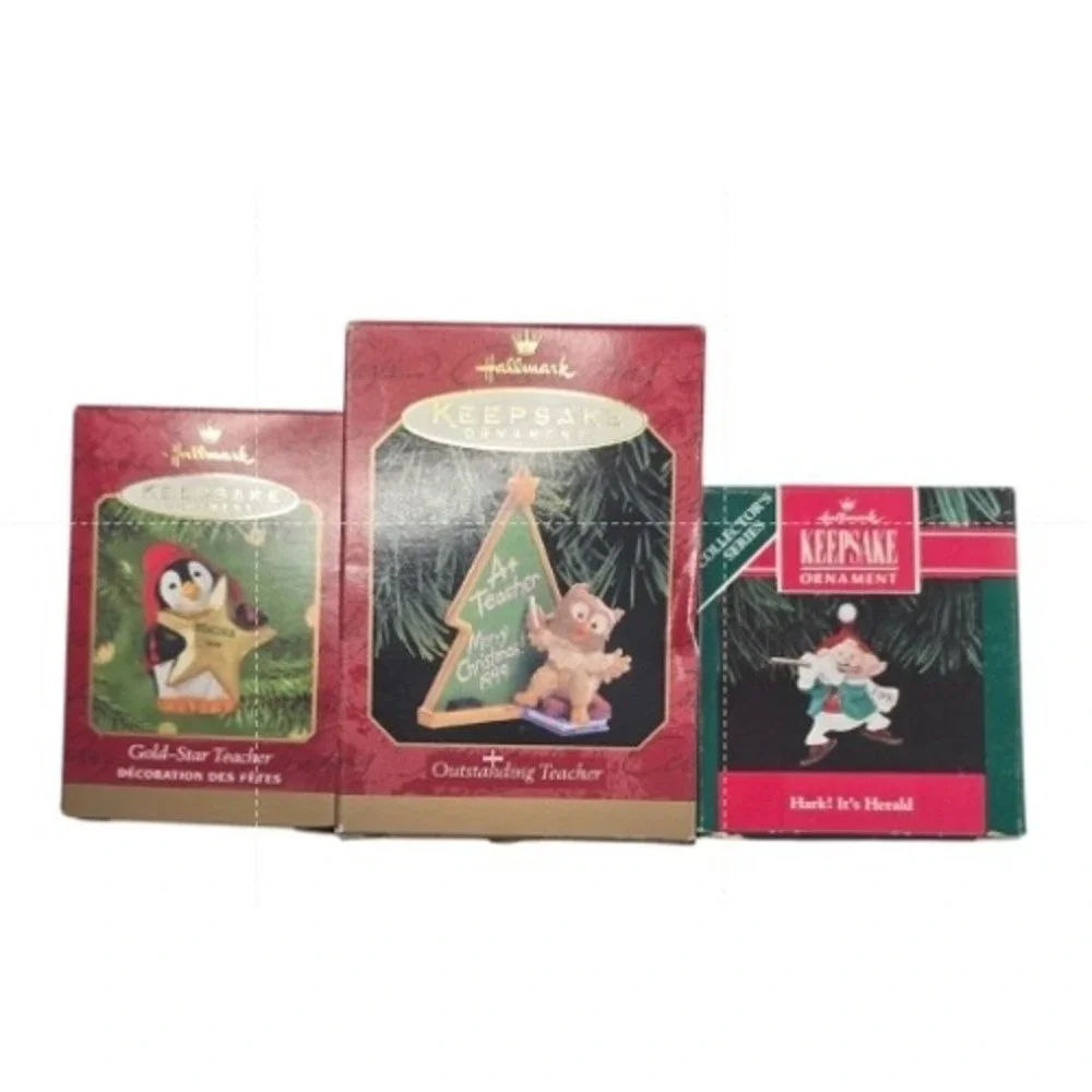 Hallmark Keepsake‎ Ornaments Teacher Penguin Owl Elf Christmas Lot of 3